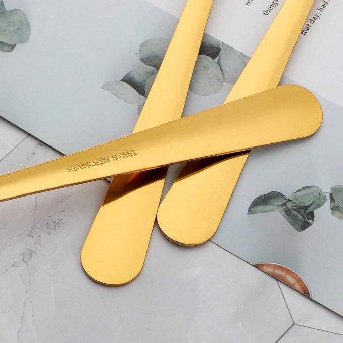 7 Inch Premium Stainless Steel Teaspoons Silverware Dongbo Dinner Spoons Rustic Spoons Flatware Set of 12 for Home Kitchen or Restaurant Dishwasher Safe Gold