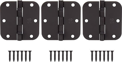 Stone Harbor Hardware 3-12" Ball-Bearing Door Hinges, 58" Radius Corner, Oil-Rubbed Bronze, 3-Pack