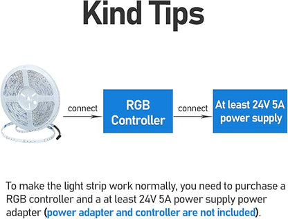 24V 32.8ft/10M RGB LED Strip Light 1200LEDs 120W Flexible SMD3535 High Brightness No-Waterproof IP20 LED Tape Lights for Living Room Home Decoration(RGB Controller and Power Supply Not Included)