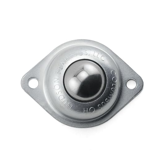 (Case of 10) Hudson Bearings BT-1CS Two-Hole Flange Mounted Ball Transfer, Carbon Steel, 1" Diameter, 75 lbs Load Capacity