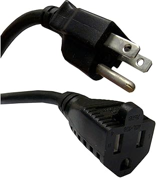 Premium Electric Cable Power Extension Cord ,Indoor Outdoor AC Power Electric Cable 16 Gauge 3 Prong 125 Volt (15FT)