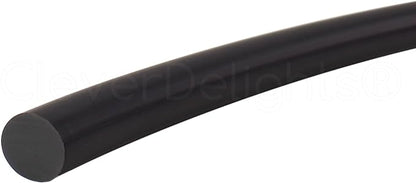 CleverDelights Solid Rubber Cord - 14" Diameter - 10 Feet - Buna 70 Durometer - Black - .25" Round