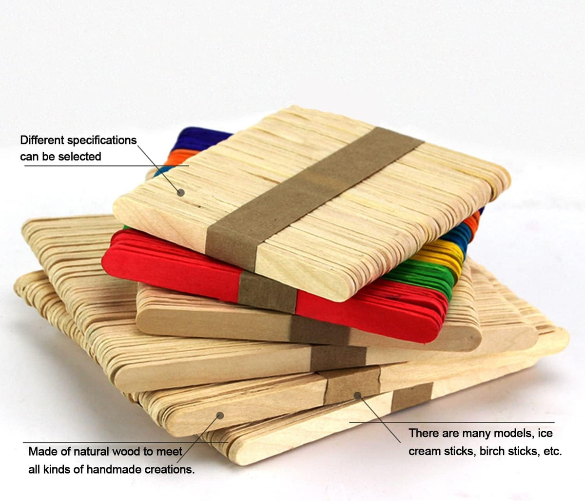 150 Pcs Craft Sticks, Ice Cream Stick Thickness 2mm Width 10mm Ideal for Building Model and Creating Craft Projects,Length 114mm