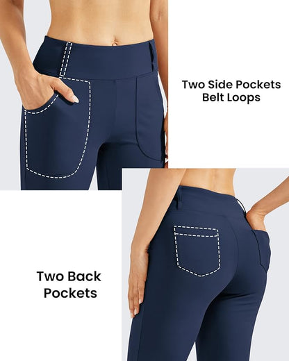 G4Free Fleece Lined Leggings Women Yoga Dress Pants with 4 Pockets Stretchy Work Pants Business Casual 29"/31"/33"