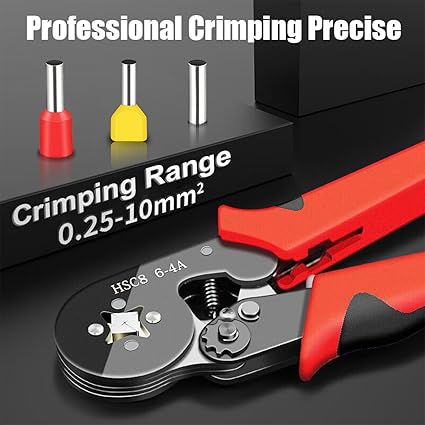 Ferrule Crimping Tool,Wire Ferrule Crimper,Self-Adjusting Ratchet Crimping Tool for Ferrules in The AWG 23-7 Range,Crimping Area 0.25-10mm2.