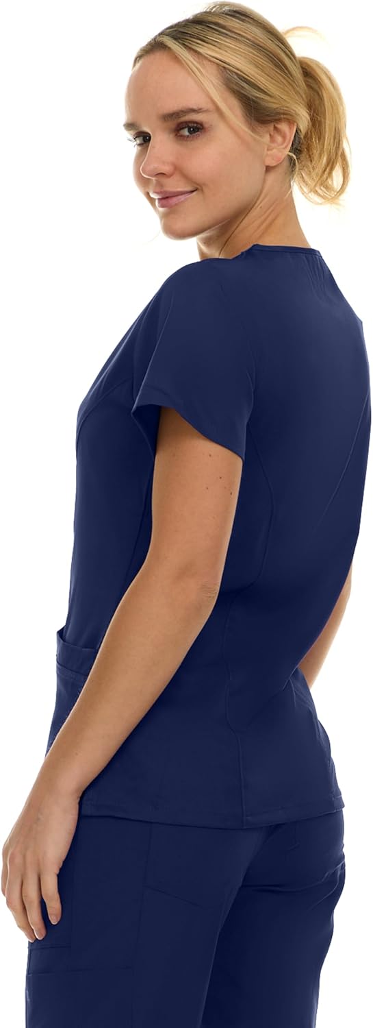 Women Scrubs V-Neck Three Pocket Scrub Top with 4-Way Stretch, Available in Over 20 Colors