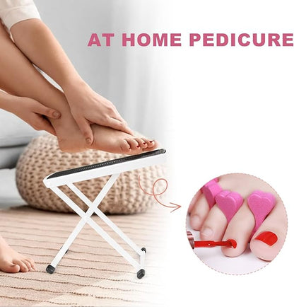 Pedicure Foot Rest, Adjustable Foot Stand with Non-Slip, Toe Separator - Easy at Home, No More Bending or Stretching, Beauty Pedicure Kit (White)