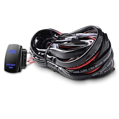 LED Light Bar Wiring Harness Kit 16AWG Heavy Duty 12V 5Pin Rocker Laser On Off Waterproof Switch Power Relay Blade Fuse-1 Lead,3 Years Warranty