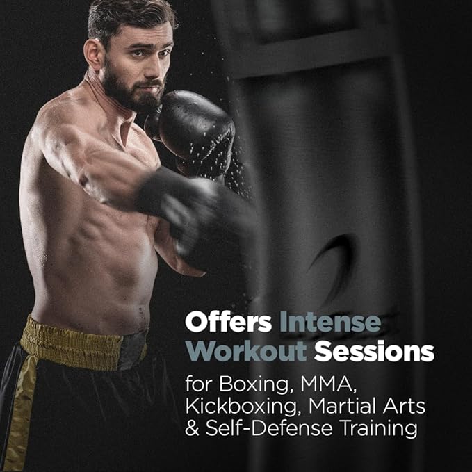 LoGest Boxing Bag - Hanging Punching Bag Sports Training Equipment - MMA, Karate, Judo, Muay Thai, Kickboxing - Hanging or Freestanding - Unfilled Max Capacity 100 Lbs - Heavy Punching Bag
