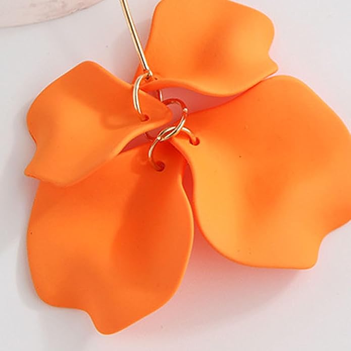 Versatile Bohemian Jewelry Unique Petal Drop Earrings 1 Pair Rose Flower Exaggerated Dangle for Women Piercing Stud