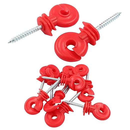10Pcs Red Electric Fence Insulator, 91mm3.58 inch Screw-in Electric Fence Insulator Tool for Ranch Agricultural Fencing