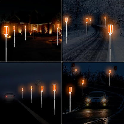 Aolyty Solar Lights Outdoor, Waterproof Driveway Markers Reflective, Warning Flash Light with 2 Lighting Modes, LED Solar Light 4 Pack for Parking Lots, Yard, Sidewalk, Stop Sign, 30 Inches (Orange)