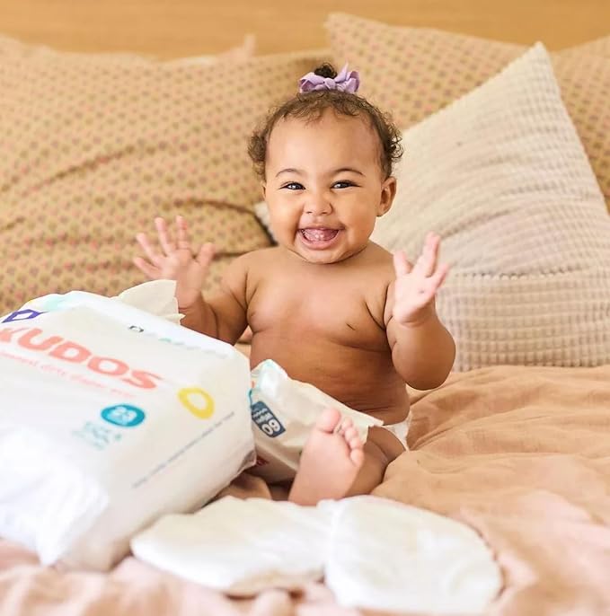 Kudos Size 4 Cotton-Lined Disposable Baby Diapers, 27 Count, Ultra Absorbent Baby Diapers, Soft Comfort, Gentle Materials, Secure Fit for Sensitive Skin