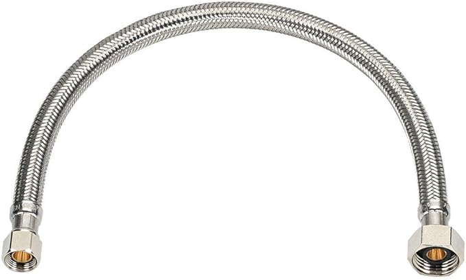EZ-Fluid (1) 12" Water Supply Line,12" Fip x 38" Comp LF,Brass Nuts,Universal Stainless Steel Braided Faucet Water Supply Line Connector,Water Supply Hose Connector Lines For Kitchen,Bathroom
