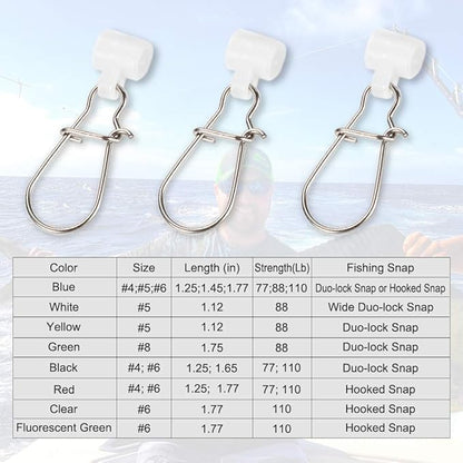 Dr.Fish Fishing Sinker Slides, 30-100 Pack Duo Lock Snap Sliding Swivels Fishing Line Slider Sinker Weight Connectors Saltwater Surf Fishing Rigs Catfishing Sliding Rig Bottom Rigs Fish Finder Rig