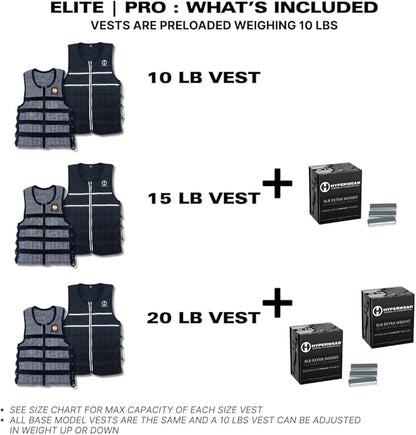 Hyperwear HyperVest ELITE Adjustable Weighted Vest for Women and Men — Thin Steel Weights, Stretch CORDURA Fabric — Weight Vest for Walking, Running, Strength Training