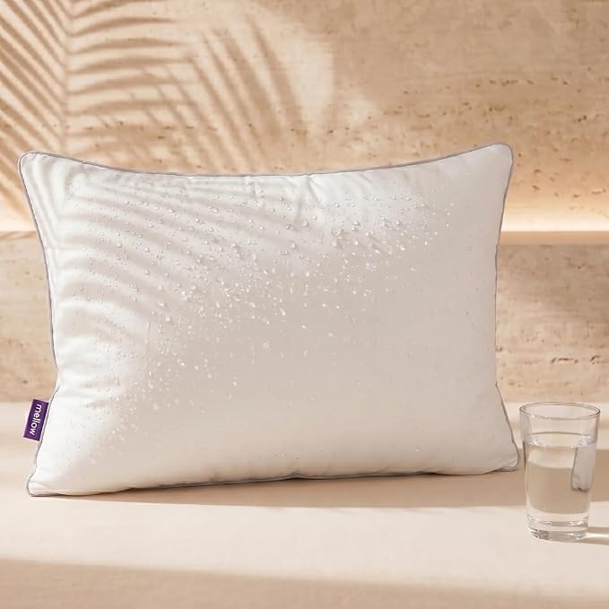 Mellow Hotel Pillow — Waterproof & Stain-Resistant Down-Alternative Bed Pillow, Hypoallergenic Oeko-TEX® Cover, Machine Washable, Stays Fluffy, Support for Side/Back/Stomach Sleepers (Standard)