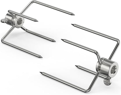 Onlyfire 6007 Stainless Steel Grill Rotisserie Meat Forks(1-Pair)- Only Fits 516" Square Spit Rods