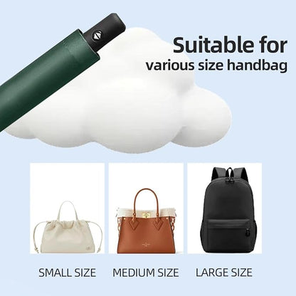 Umbrella for Rain and Sun, Windproof Travel Size Compact Folding Umbrella with Ergonomic Handle for Daily Commute and Outdoor