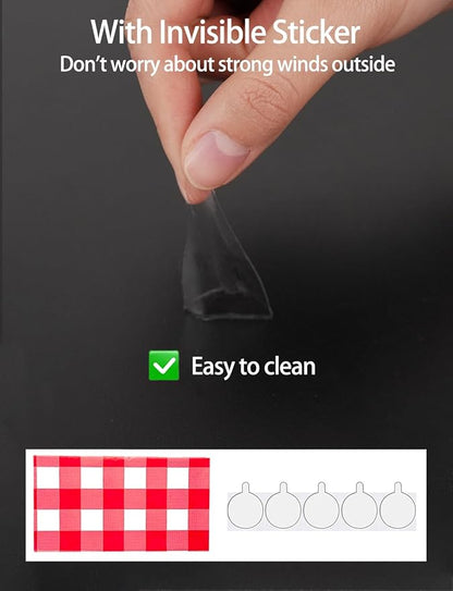 108 x 54 Blue White Gingham Plastic Table Cloth Disposable Rectangle Tablecloths for Camping,Happy Birthday,Party,Baby Shower,Table Covers Parties Decoration with Fixed Stickers