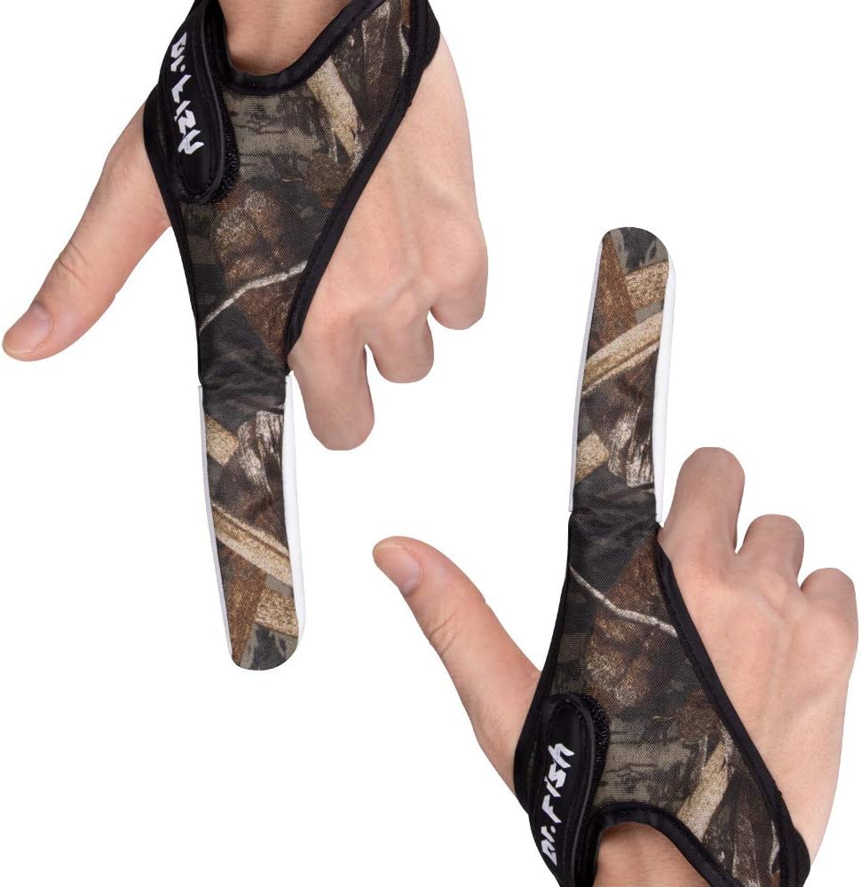 Dr.Fish 2 Pieces Fishing Gloves Casting 2 Finger Index Finger Stall Protector Anti-Slice Saltwater Trolling Surf Fishing Braid Line Anti-Slip Cooftable Woolen