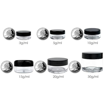 Beauticom 15 gram15ml Empty Clear Small Round Travel Container Jars with Lids for Make Up Powders, Eyeshadow Pigments, Lotions, Creams, Lip Balm, Lip Gloss, Samples (12 Pieces, White Lid)