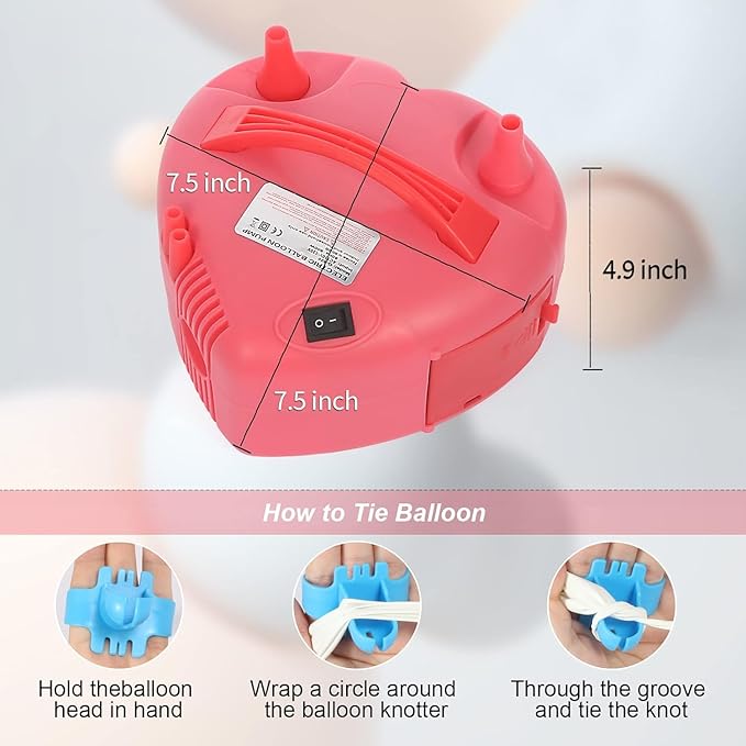 Balloon Pump,Portable Dual Nozzle 110V 600W Electric Balloon Blower Air Pump Balloons Inflator for Balloon Decoration,Balloon Arch, Balloon Column Stand, Party