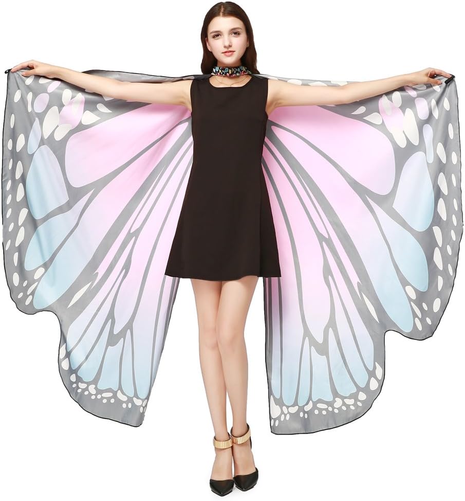 LERFEY Butterfly Wings for Women Fairy Ladies Cape Halloween Dress Up Costume Accessory Party Cape Nymph Pixie Cloak.