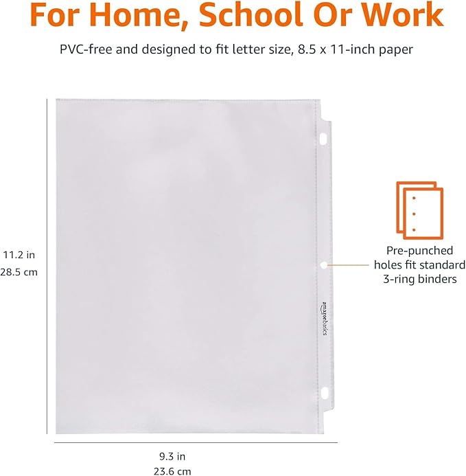 Basics Sheet Protector, Heavy Duty, 500 Pack, Clear