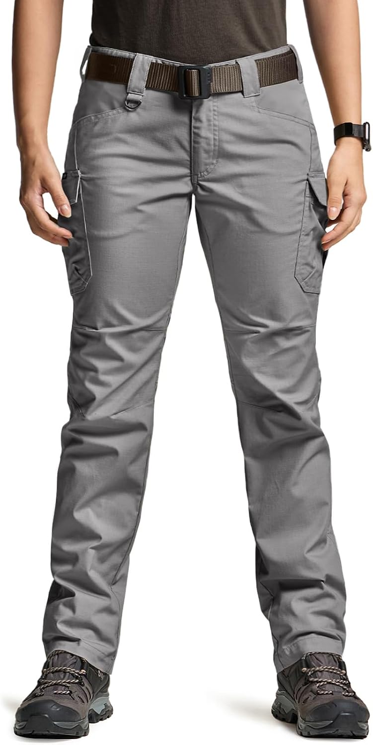 CQR Women's Flex Stretch Tactical Pants, Water Resistant Ripstop Cargo Work Pants with Pockets for Outdoor & Hiking