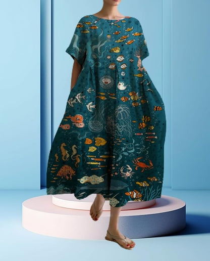 Summer Boho Maxi Dress for Women Short Sleeve Floral Flowy Oversized Loose Fit A-line Casual Beach Dresses