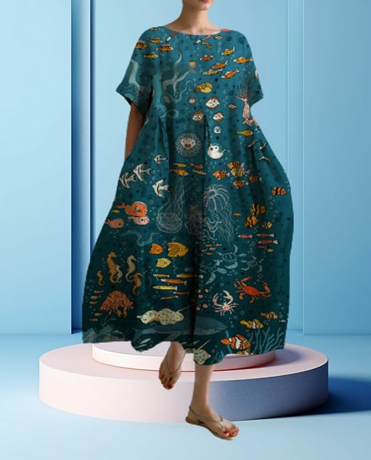 Summer Boho Maxi Dress for Women Short Sleeve Floral Flowy Oversized Loose Fit A-line Casual Beach Dresses