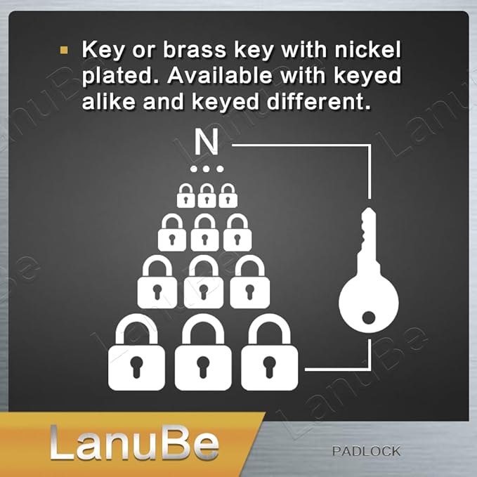 Lock Laminated keyed Padlock (1-9/16", 40mm), keyed Alike Locks, Long Shackle,Marked Blue Plastic Hoop, Pack of 2