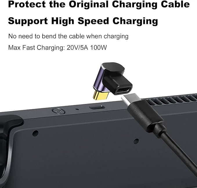 AreMe 90 Degree USB-C Male to USB-C Female Adapter (4 Pack), Type-C Up and Down Right Angle 40Gbps PD 100W Fast Charging Connector for Steam Deck, Switch, Laptop, MacBook ProAir, Tablet and Phone