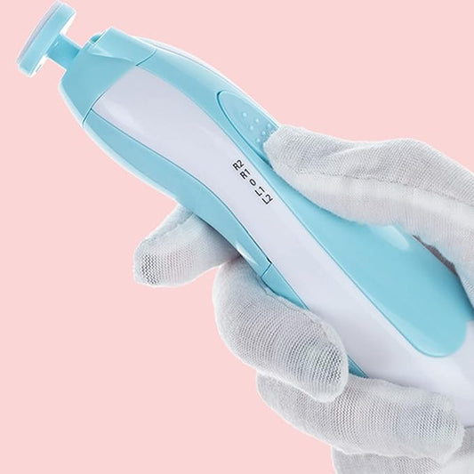 Baby Nail Trimmer Electric Safe Baby Nail Clippers Baby Nail File Kit Manicure Set, Trim Polish Grooming kit for Newborn Toddler or Adults Toes Fingernails, 6 Grinding Heads (Blue)