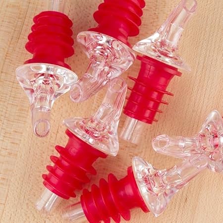 1 Dozen Medium Red Free-Pour Spouts  Fits 750ml, 1L,  1.75L Bottles, Perfect for Patron  Liquors with Wide Bottle Necks