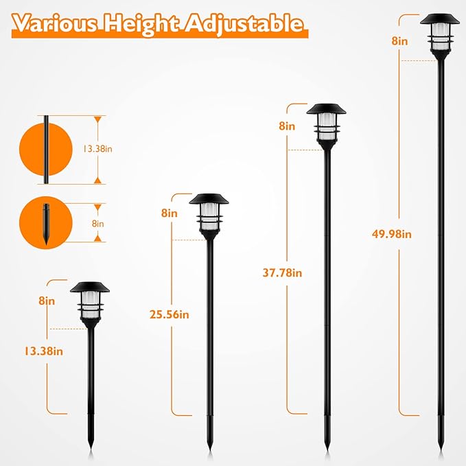 ZOOHAR Outdoor Light Pole Extension Kit - 55"4.6FT Stainless Steel with ABS Stakes, for Enhancing Garden Lights and Torches, Garden, Patio, Parties, Wedding,1.2in Diameter (2 Sets, 10 pcs)