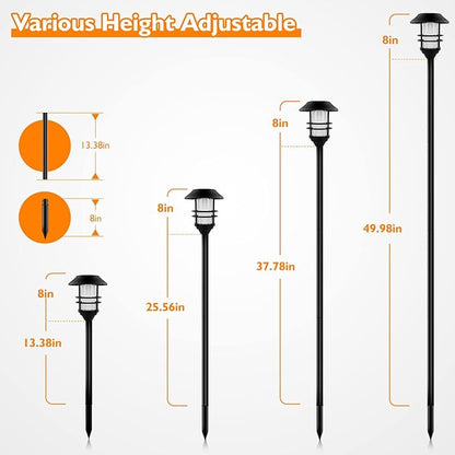 ZOOHAR Outdoor Light Pole Extension Kit - 55"4.6FT Stainless Steel with ABS Stakes, for Enhancing Garden Lights and Torches, Garden, Patio, Parties, Wedding,1.2in Diameter (2 Sets, 10 pcs)