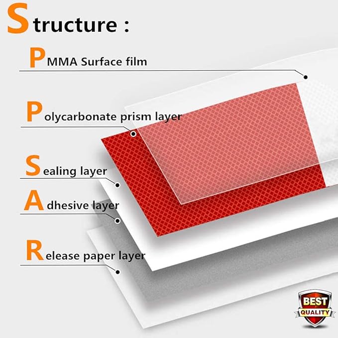 2 inch x 160Feet Reflective Safety Tape DOT-C2 Waterproof Red and White Adhesive conspicuity tape for trailer, outdoor, cars, trucks