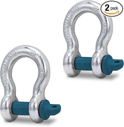 Leero 5/8" D Ring Shackles, 3.25 tons (7,165 Lbs) Working Load Limit, Clevis Shackle with 3/4" Alloy Screw Pin, Heavy Duty Shackles for Towing, Terrain Vehicle, Jeep, Trailer, Blue (2 Pack)