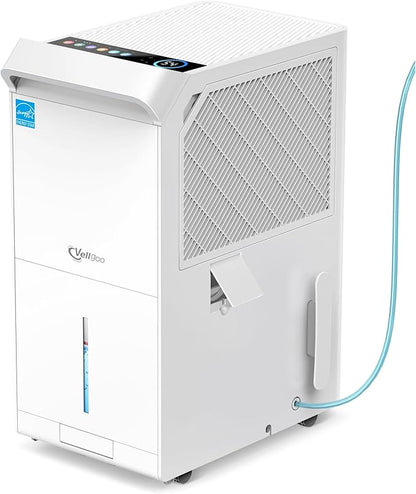 5,000 Sq.Ft Most Efficient Energy Star 2024 Dehumidifier with Pump,Vellgoo Max 150 Pint/D (Standard 80 Pint/D) Compressor Dehumidifier for Basement with Drain Hose, Smart Humidity Control