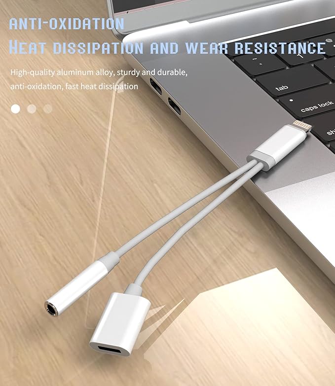 Iphone AUX Adapter for Headphone Jack Cable Dongle 2in1 Lightning to 3.5mm Splitter Charge Cord MFI Certified Audio Charging Adaptador Para for 13 12 11 Pro Max Mini X 8 7 Plus Ipad Music Earbud