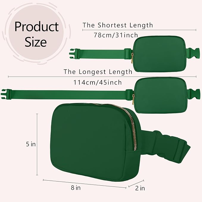 VOROLO Fanny Pack For Women And Men Crossbody Bag Belt Bag with Adjustable Strap Graduation Gifts Deep Green