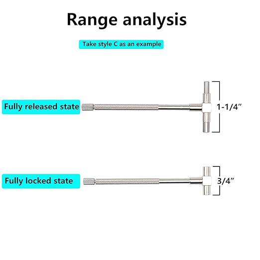 Beslands 6 Pc Telescoping Gage Set, 516" - 6" Range, T-Bore Hole Gauges wPouch, High Precision Telescopic Bore Gauge T-Gage Set (516" to 6")