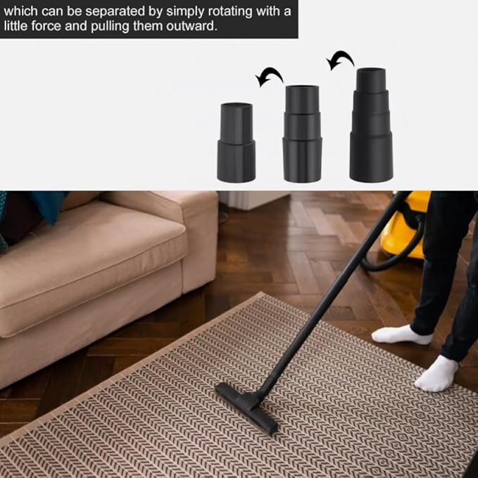 3Pcs Vacuum Hose Adapter,1-38 inch to 1-14" ,1-12" to 1-38" to 1-14" ,1" to 1-18" to 1-38" to 1-58" Vacuum Adapter,for Wet Dry Shop Vac Cleaner