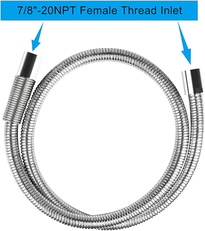 60 Inch Commercial Pre Rinse Sprayer Hose 1.42 GPM Pre Rinse Faucet Hose for Kitchen Sink Faucet, Flexible Stainless Commercial Kitchen Dish Spray Hose Replacement Kit
