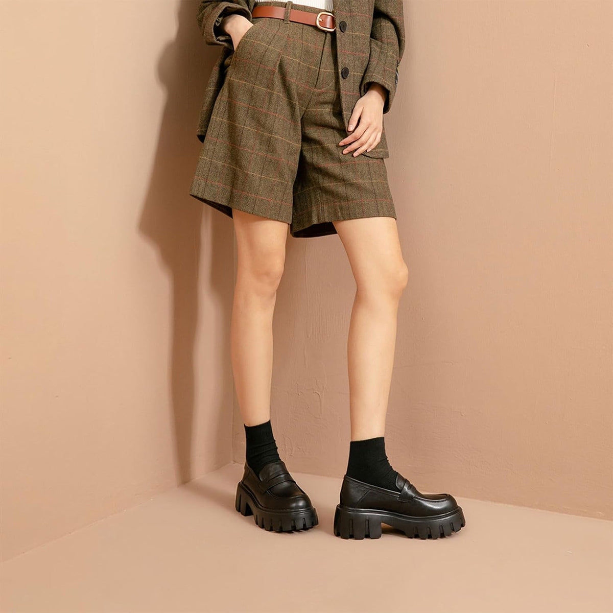 BEAU TODAY Women's Chunky Platform Penny Loafers