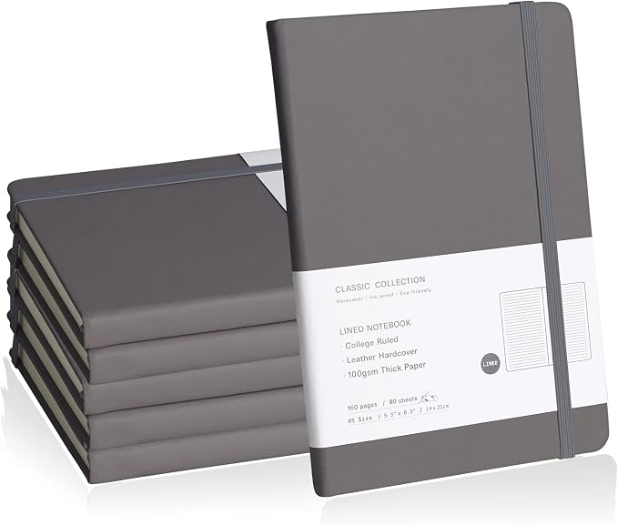 Lined Journal Notebook – Hardcover Notebook for Men & Women – Journals for Writing, Work, School, Home & Daily Notes, 160 Pages – Medium A5, 5.7"x8", 100 gsm Thick Paper (Dark Gray)?