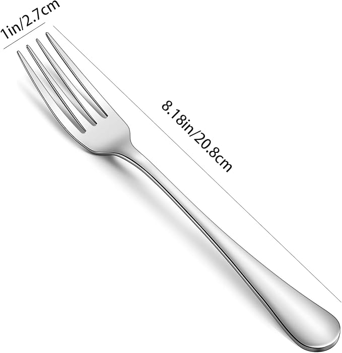 5 Pcs Thicken Dinner Forks Stainless Steel Forks Silverware Mirror Polished Dishwasher Safe for Kitchen Home Restaurant - Silver Fork