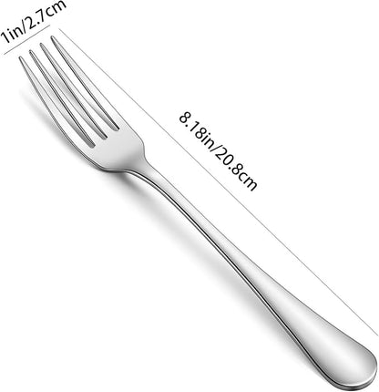 5 Pcs Thicken Dinner Forks Stainless Steel Forks Silverware Mirror Polished Dishwasher Safe for Kitchen Home Restaurant - Silver Fork
